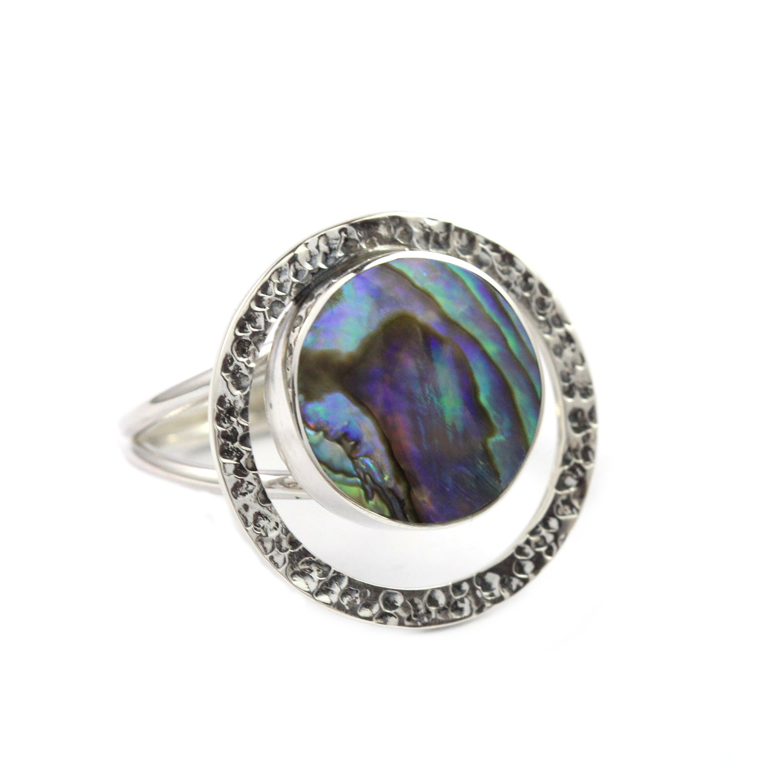 Cincin Perak Abalone Hammer R386 - Gambar 1