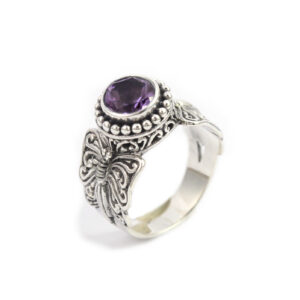 Cincin Perak Kupu-Kupu Jawan Permata R342 - Gambar 1