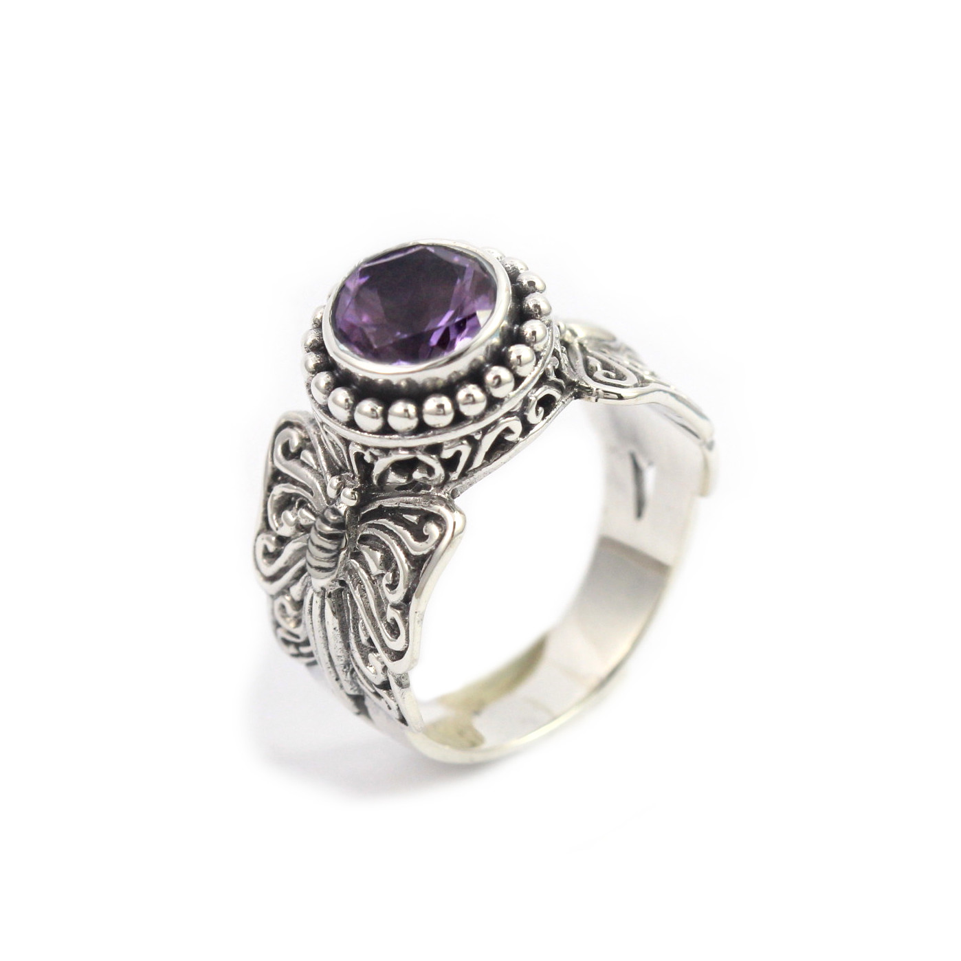 Cincin Perak Kupu-Kupu Jawan Permata R342 - Gambar 1