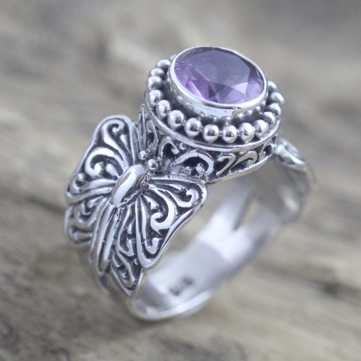Cincin Perak Kupu-Kupu Jawan Permata R342 - Gambar 4