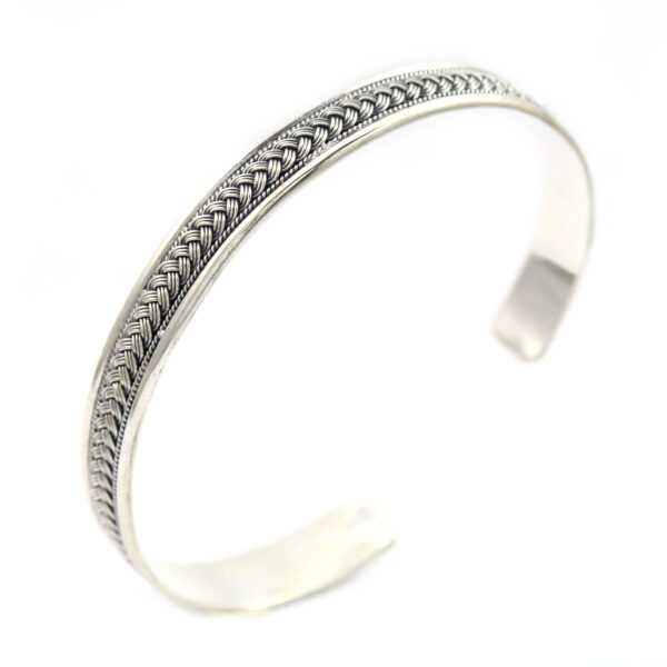 Gelang Cuff Perak Kawat Jalin B163