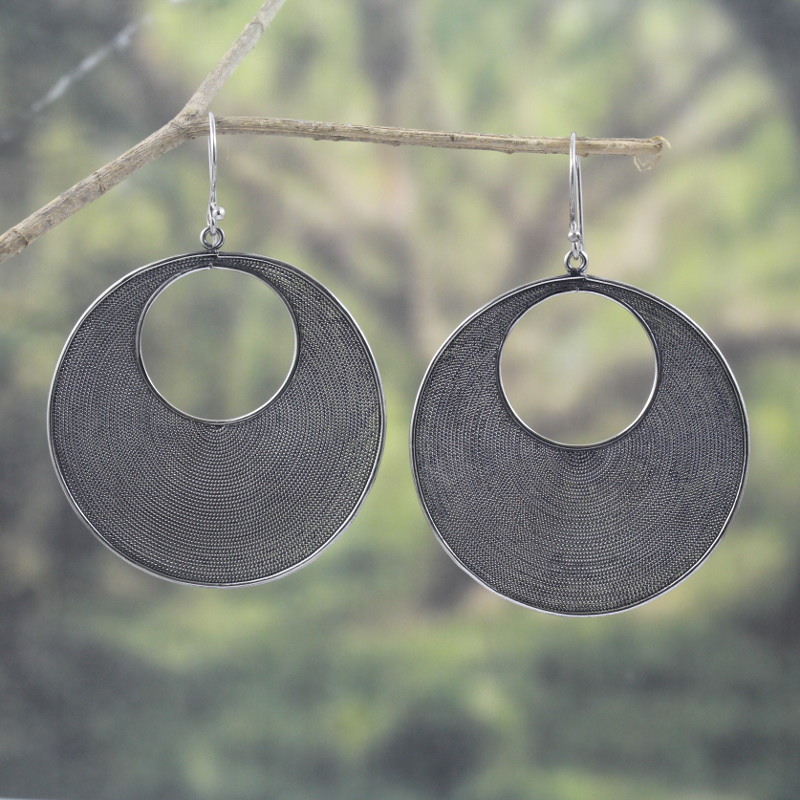 Anting Perak Kriul Bulan Sabit E1171L - Gambar 2