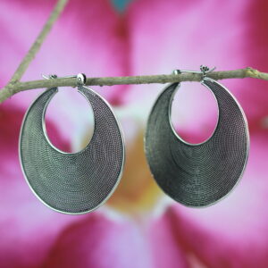 Anting Perak Kriul Bulan Sabit E782L - Gambar 2