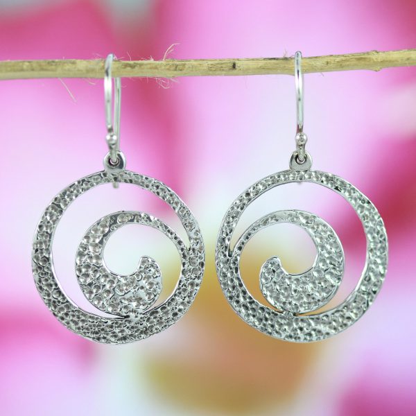 Anting Perak Hammer Spiral E774