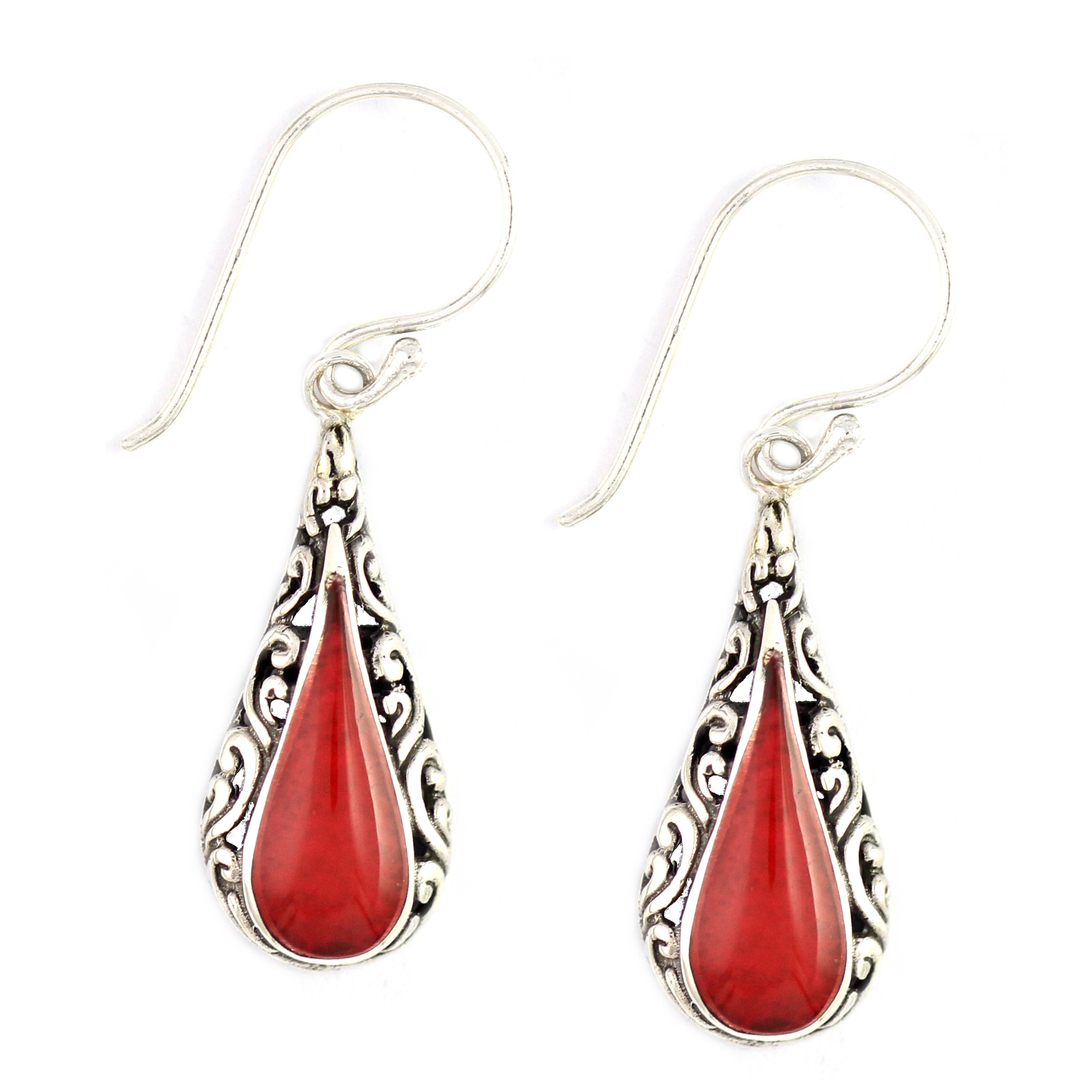 Anting Perak Coral Bun Tetes E825 - Gambar 1
