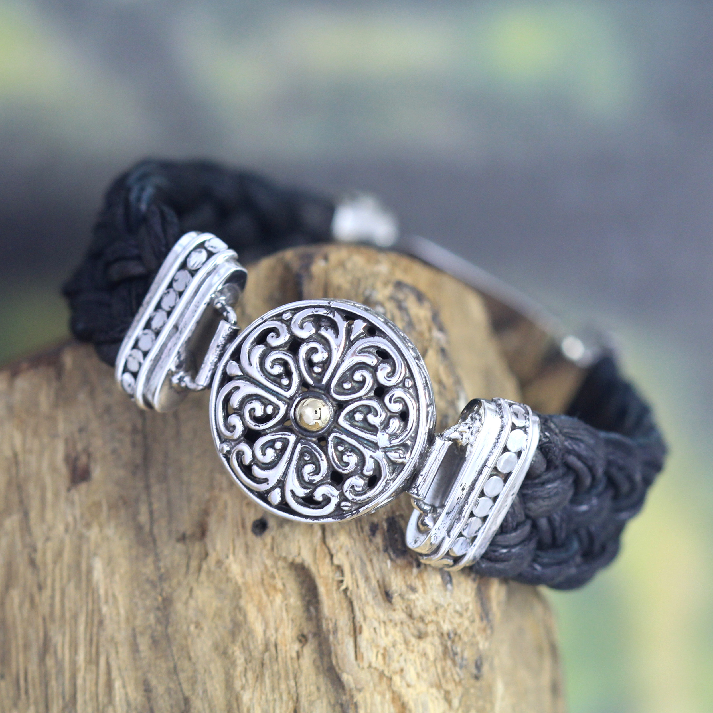 Gelang Perak Bun Leather Jalin B215 - Gambar 5