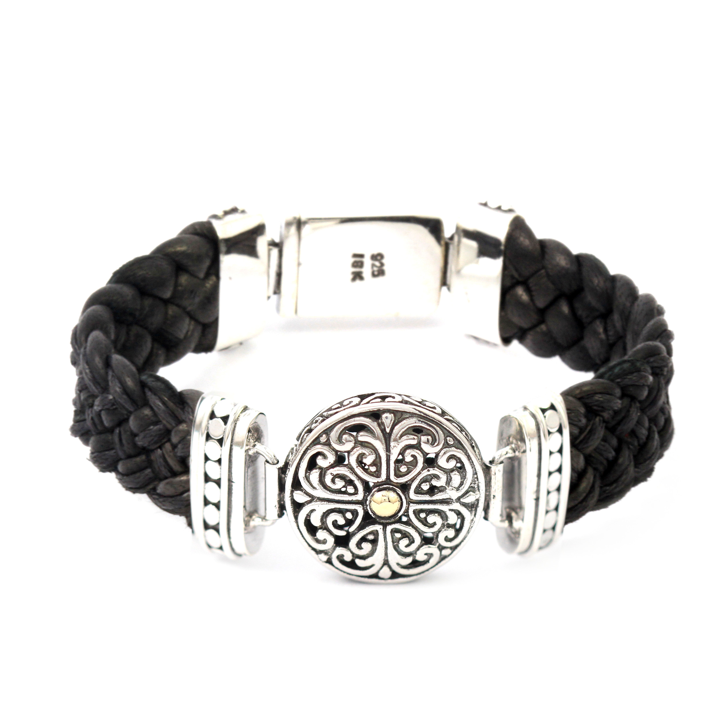 Gelang Perak Bun Leather Jalin B215 - Gambar 1