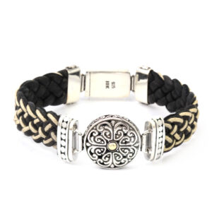 Gelang Perak Bun Leather Jalin B215 - Gambar 2