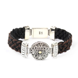 Gelang Perak Bun Leather Jalin B215 - Gambar 4