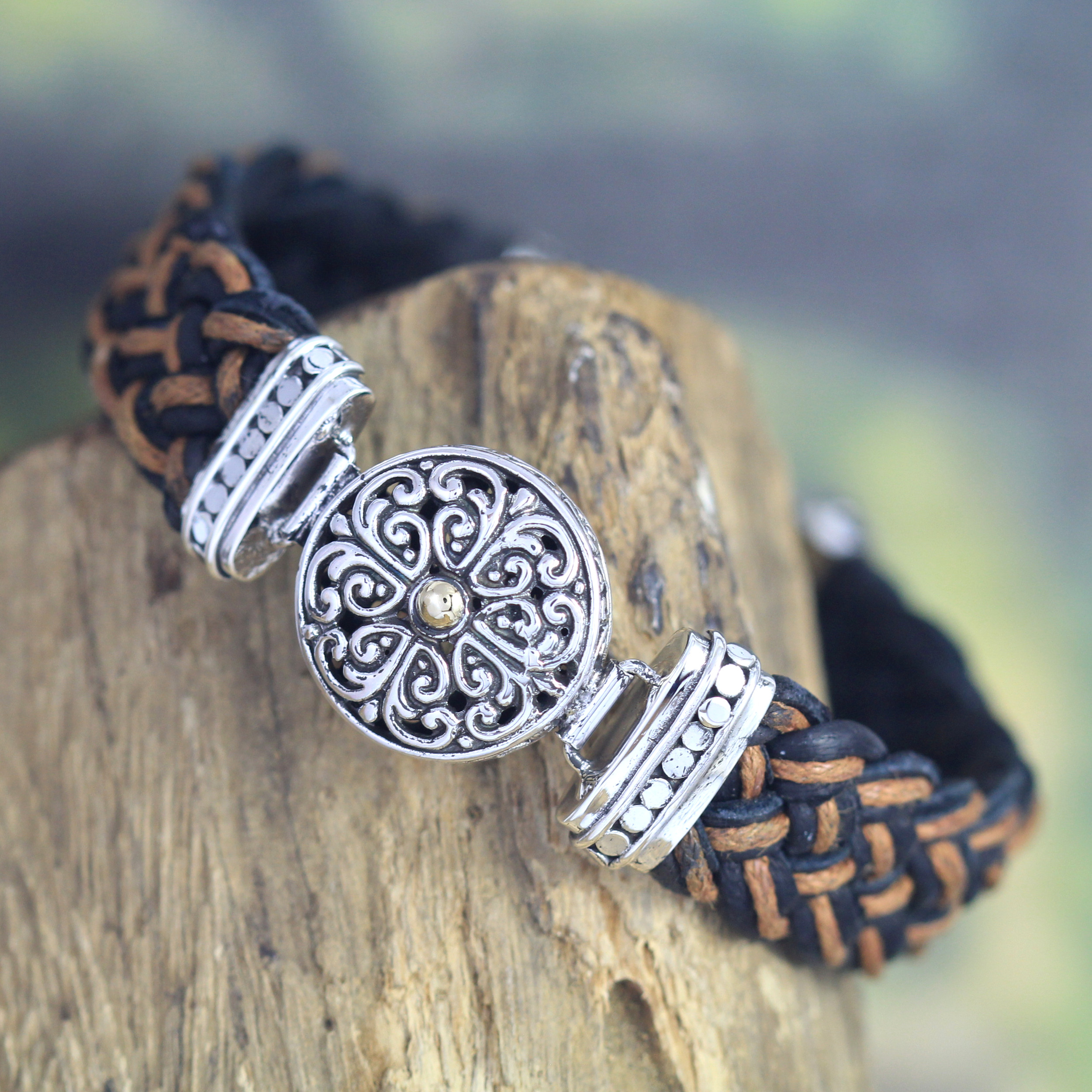 Gelang Perak Bun Leather Jalin B215 - Gambar 8