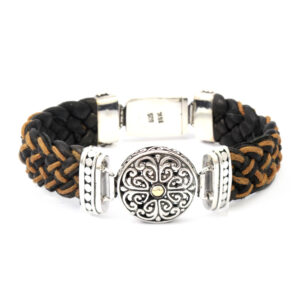 Gelang Perak Bun Leather Jalin B215 - Gambar 3