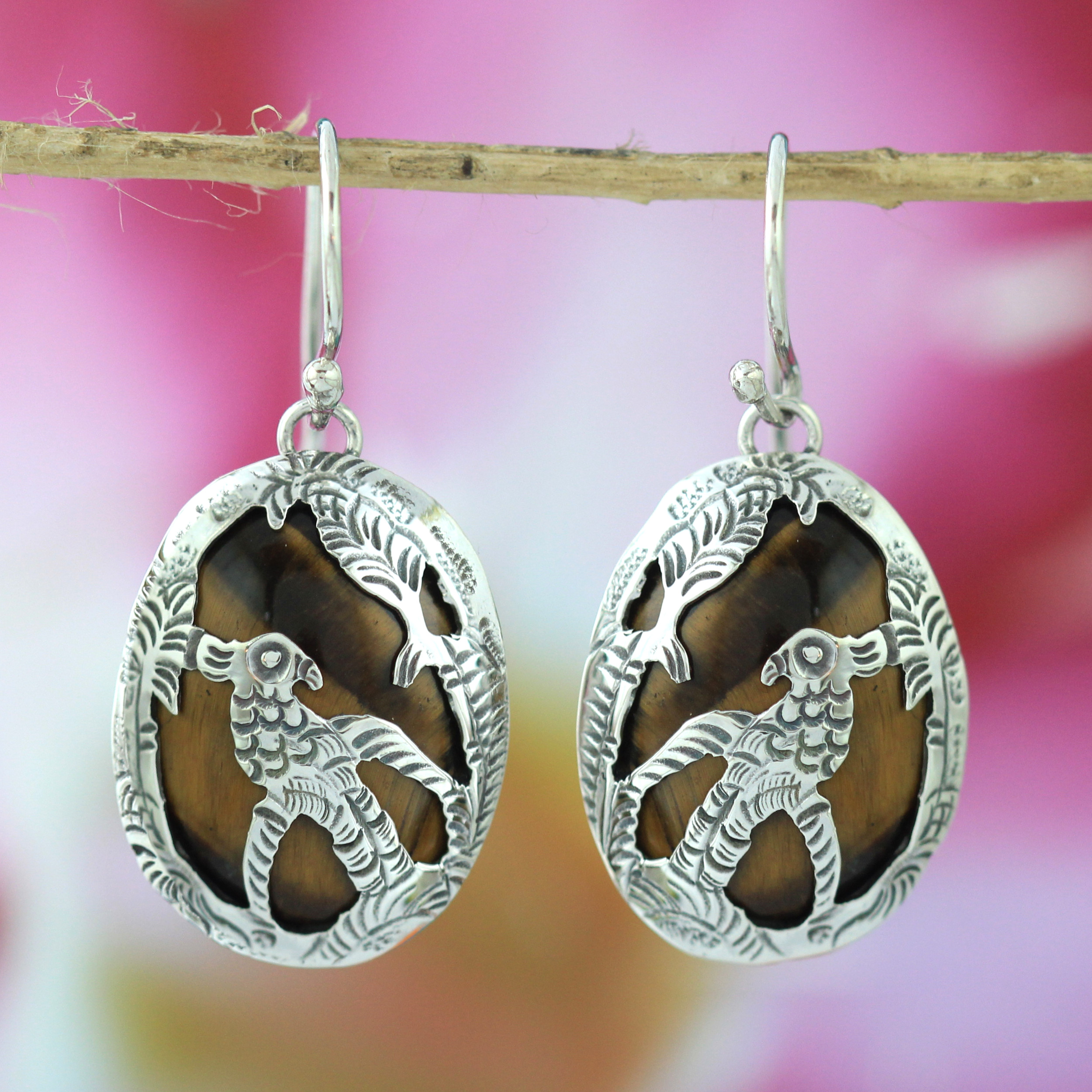 Anting Perak Tatah Burung Beo E1252 - Gambar 6