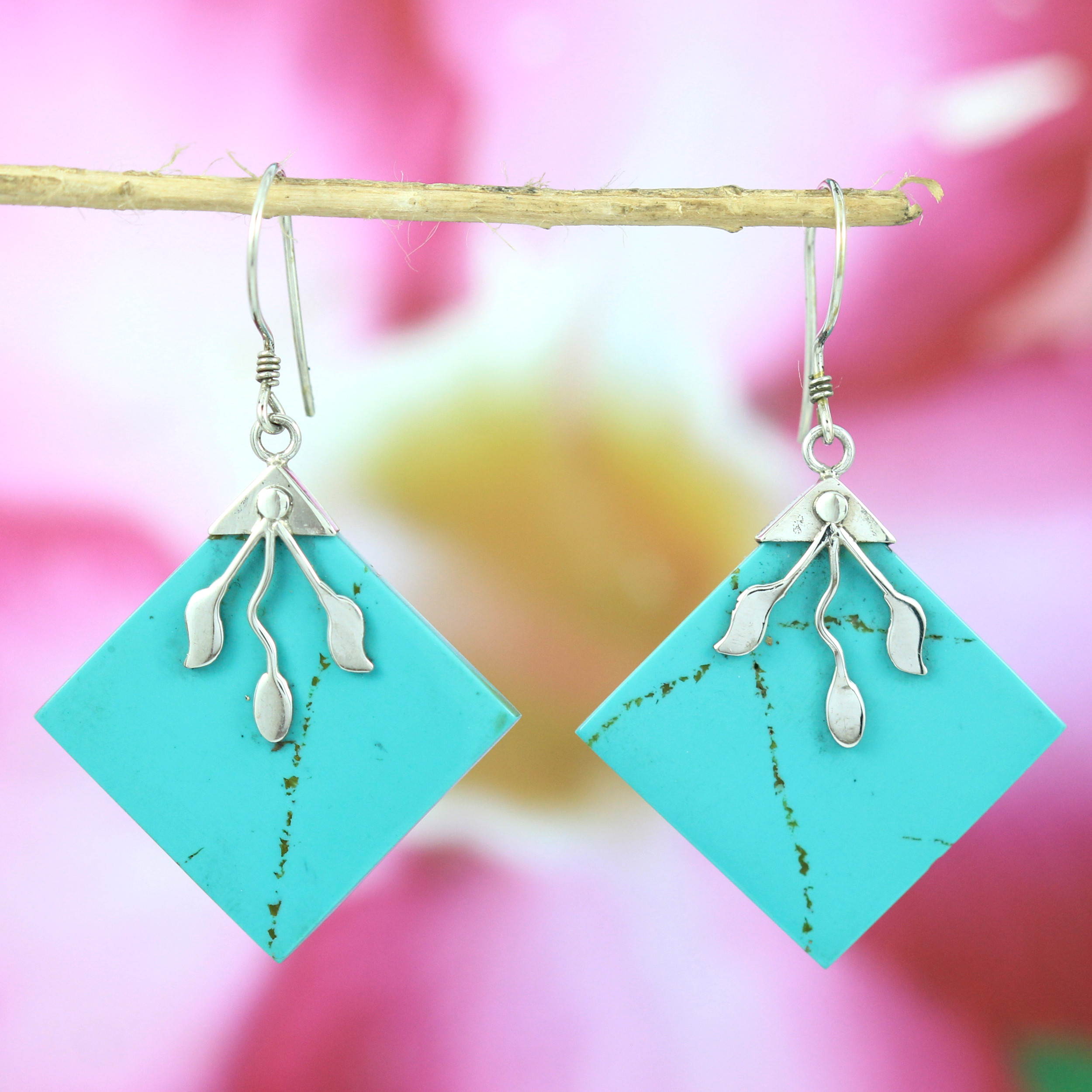 Anting Perak Turquoise Resin Wajik A102 - Gambar 2