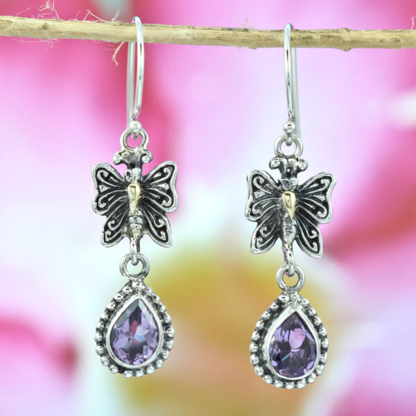 Anting Perak Kupu-kupu Permata E1276