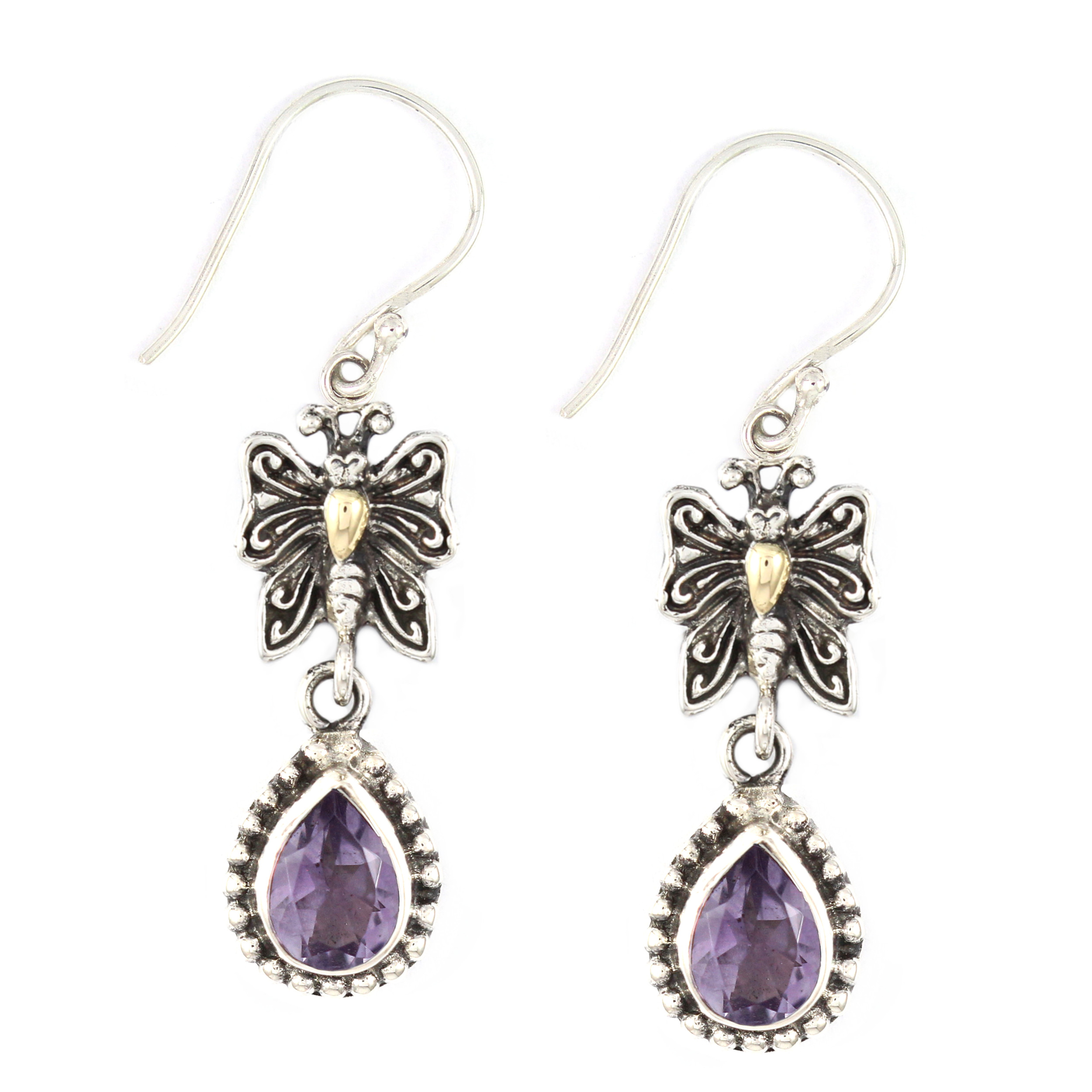Anting Perak Kupu-kupu Permata E1276 - Gambar 1