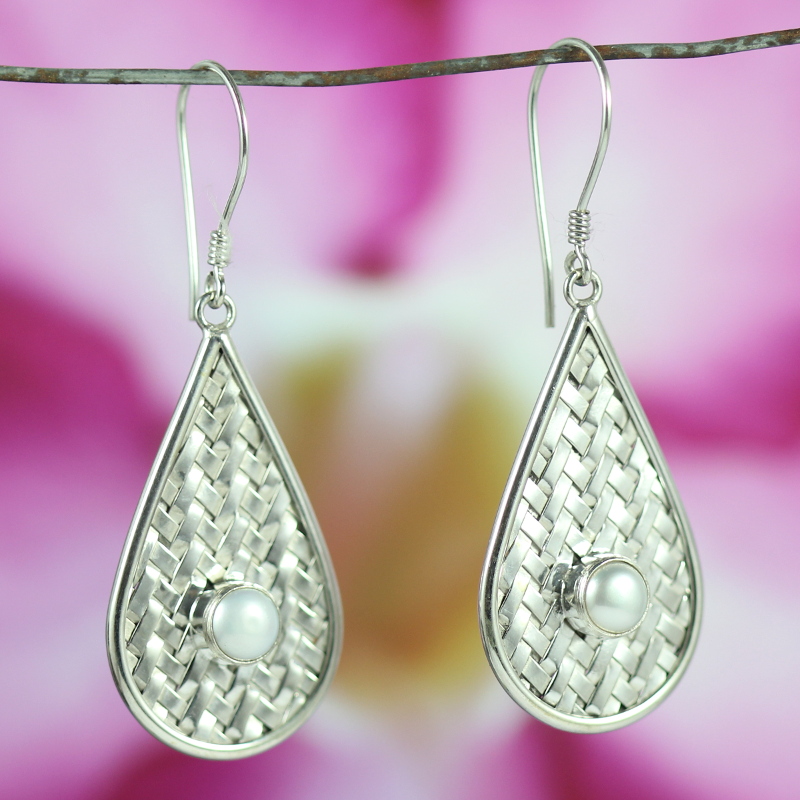 Anting Perak Tikar Tetes Mutiara E587 - Gambar 3