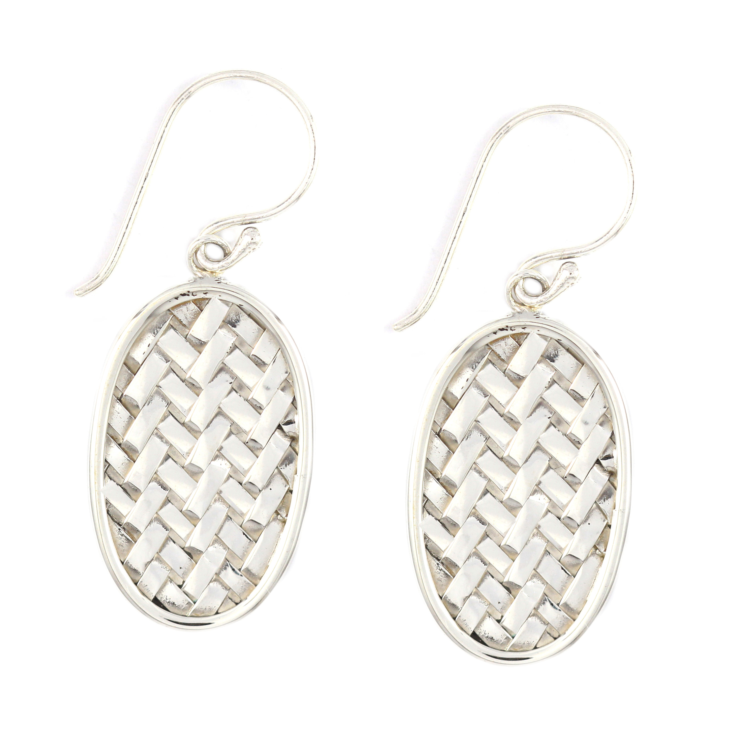 Anting Perak Tikar Oval E958 - Gambar 1
