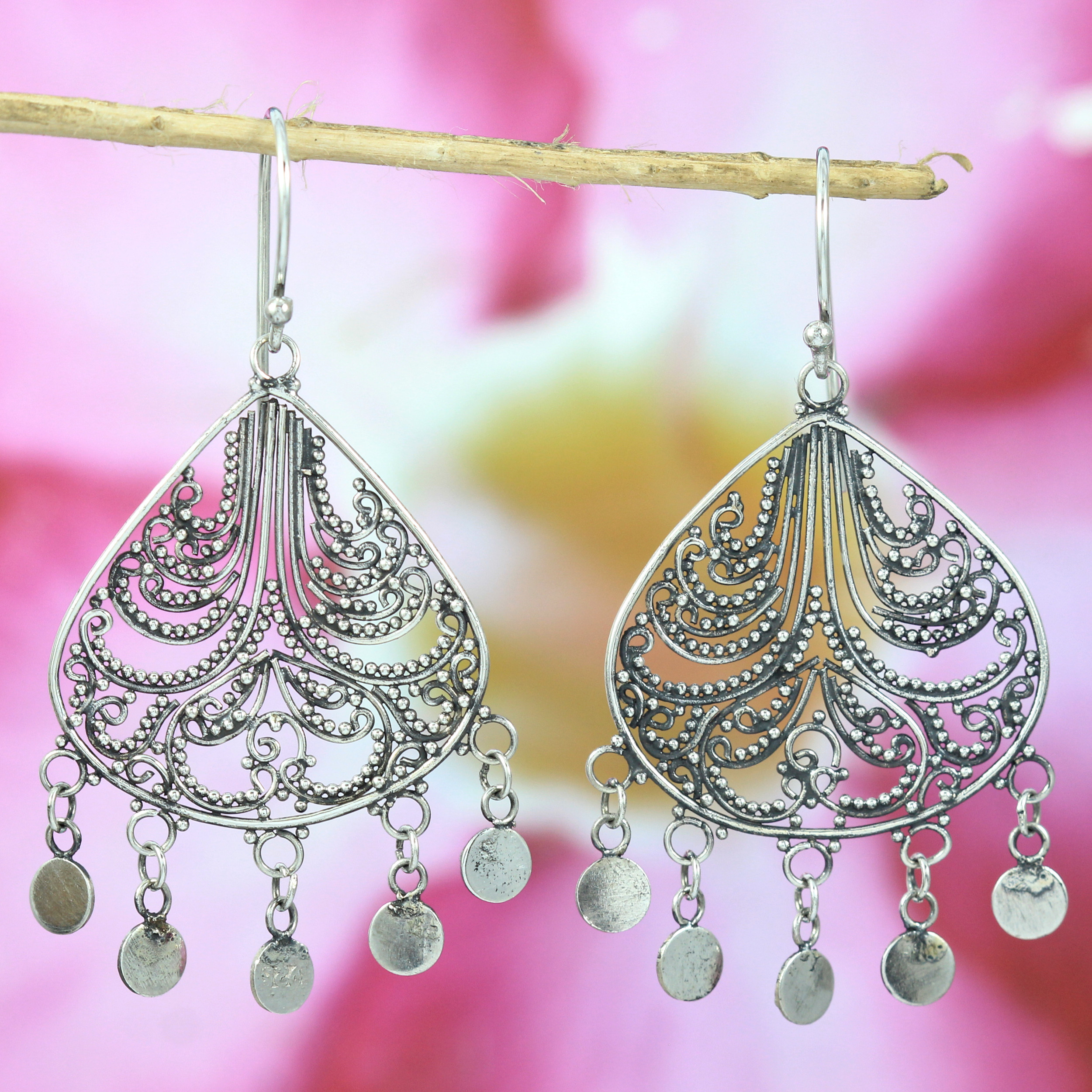 Anting Perak Kerawang Tetes Gonjer E044 - Gambar 2