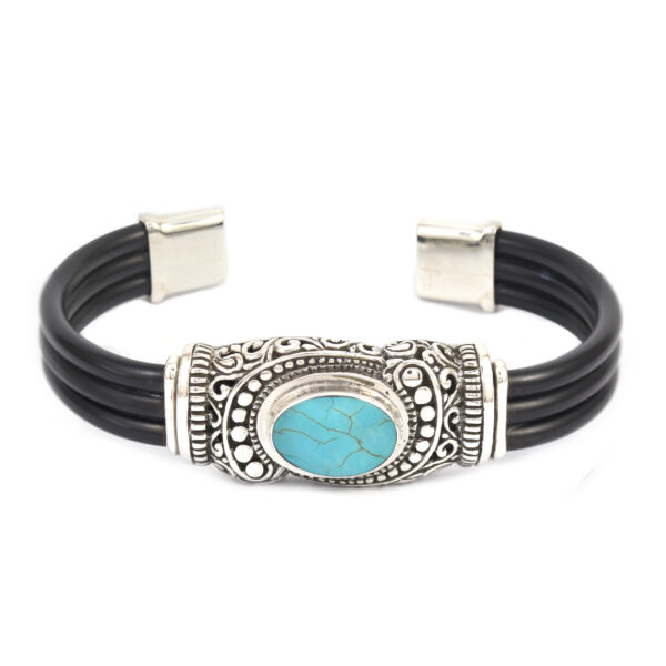 Gelang Perak Rubber Bun Turquoise B367