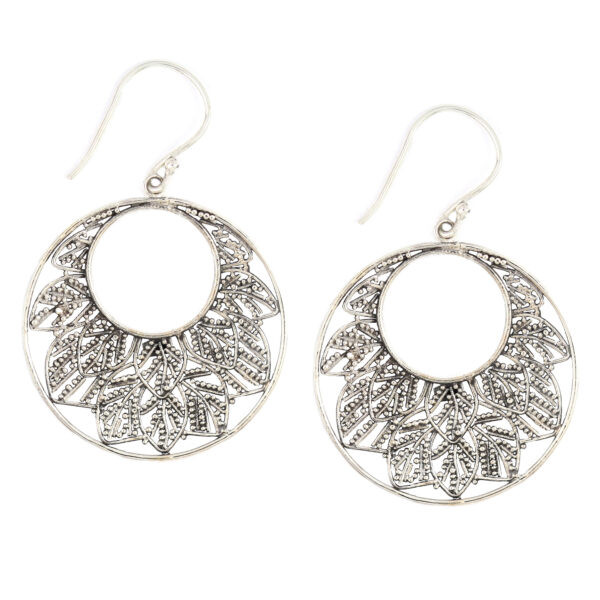 Anting Perak Kerawang Daun E696