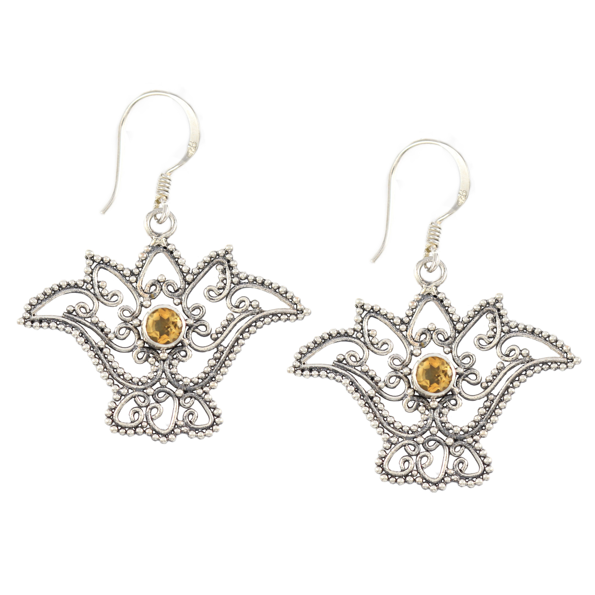 Anting Perak Bunga Bun Kerawang E975 - Gambar 1