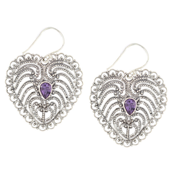Anting Perak Bun Kerawang Love E165
