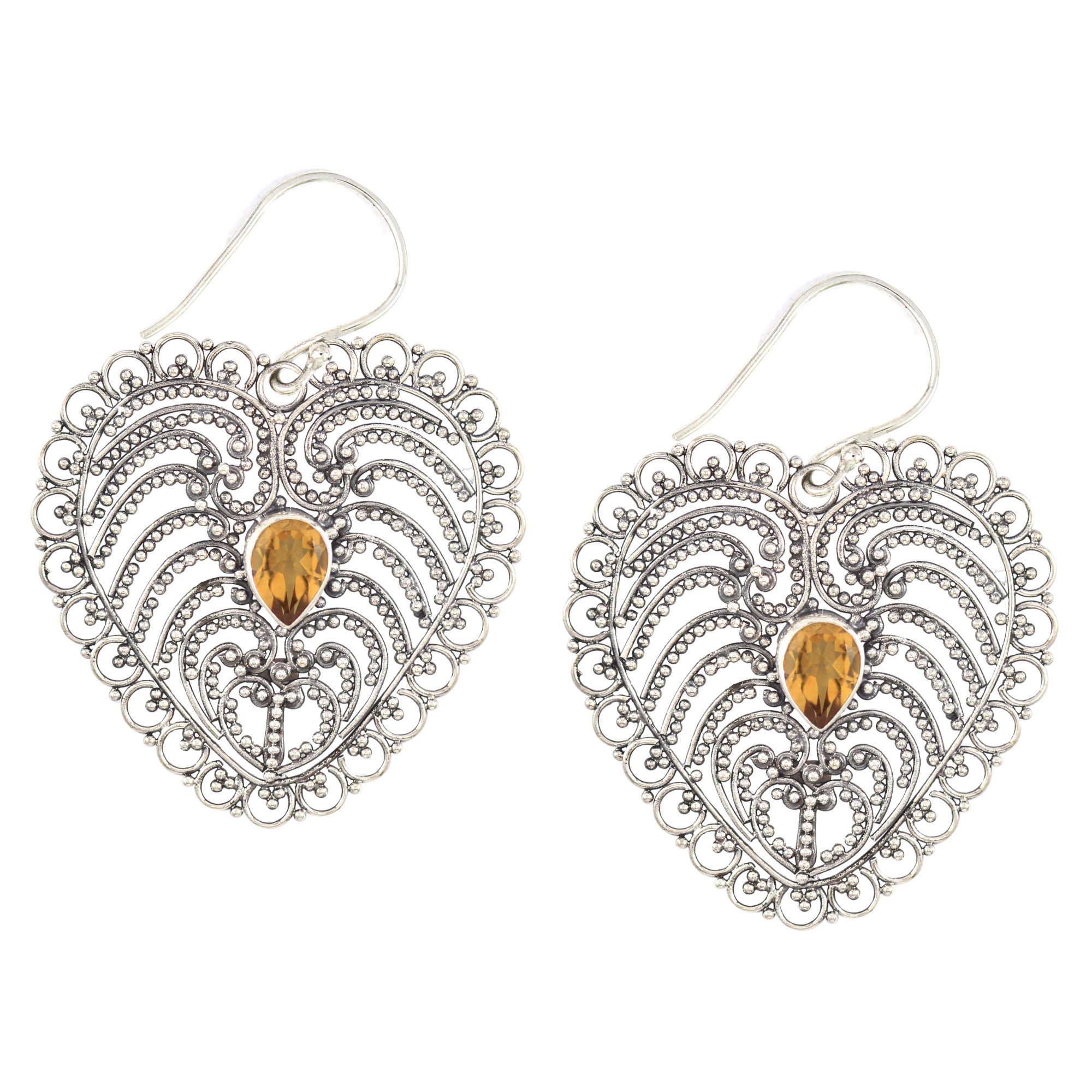 Anting Perak Bun Kerawang Love E165 - Gambar 2