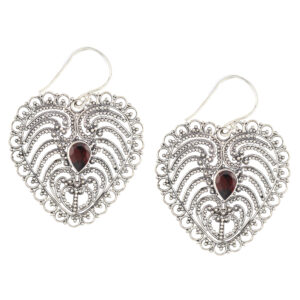 Anting Perak Bun Kerawang Love E165 - Gambar 3