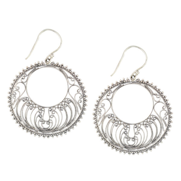 Anting Perak Kerawang Bulan Sabit E1160