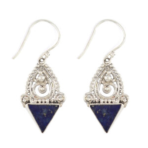 Anting Perak Bun Spiral Lapiz Lazuli E226 - Gambar 1