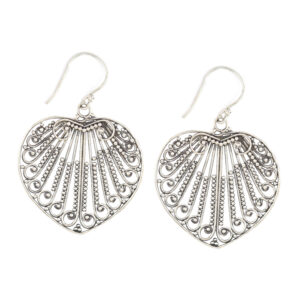 Anting Perak Bun Kerawang Love E779 - Gambar 1