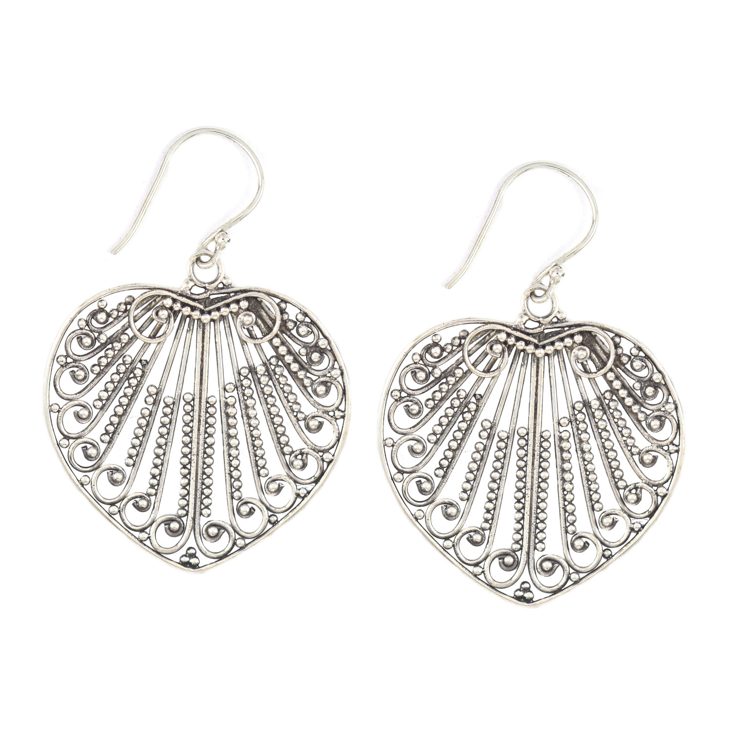 Anting Perak Bun Kerawang Love E779 - Gambar 1