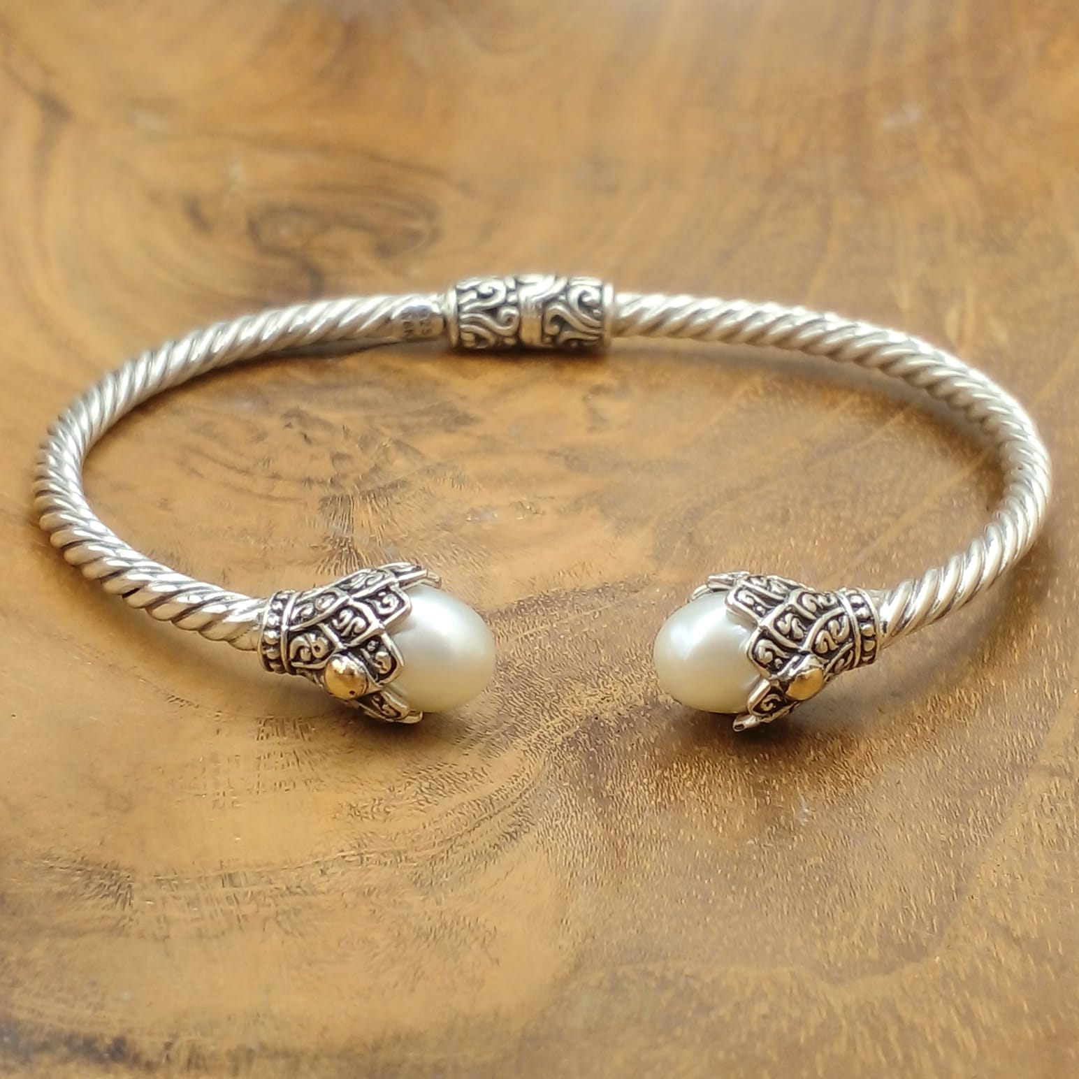 Gelang Perak Cable Mutiara