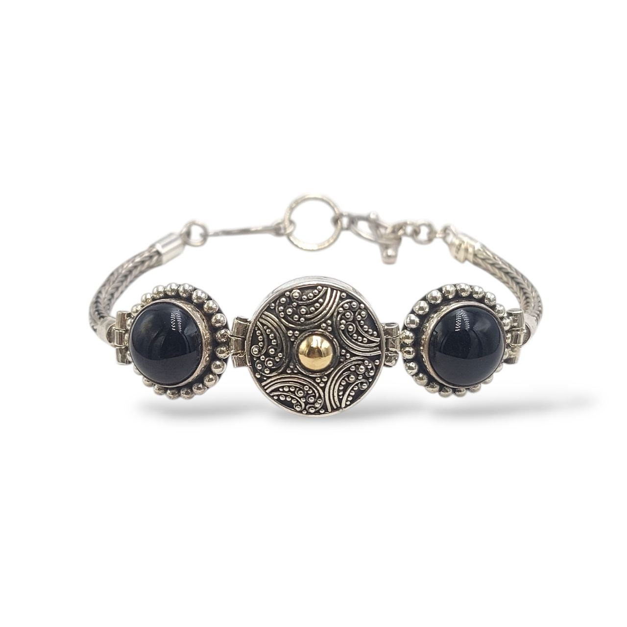 Gelang Perak Box Bulat Black Onyx B356 - Gambar 2