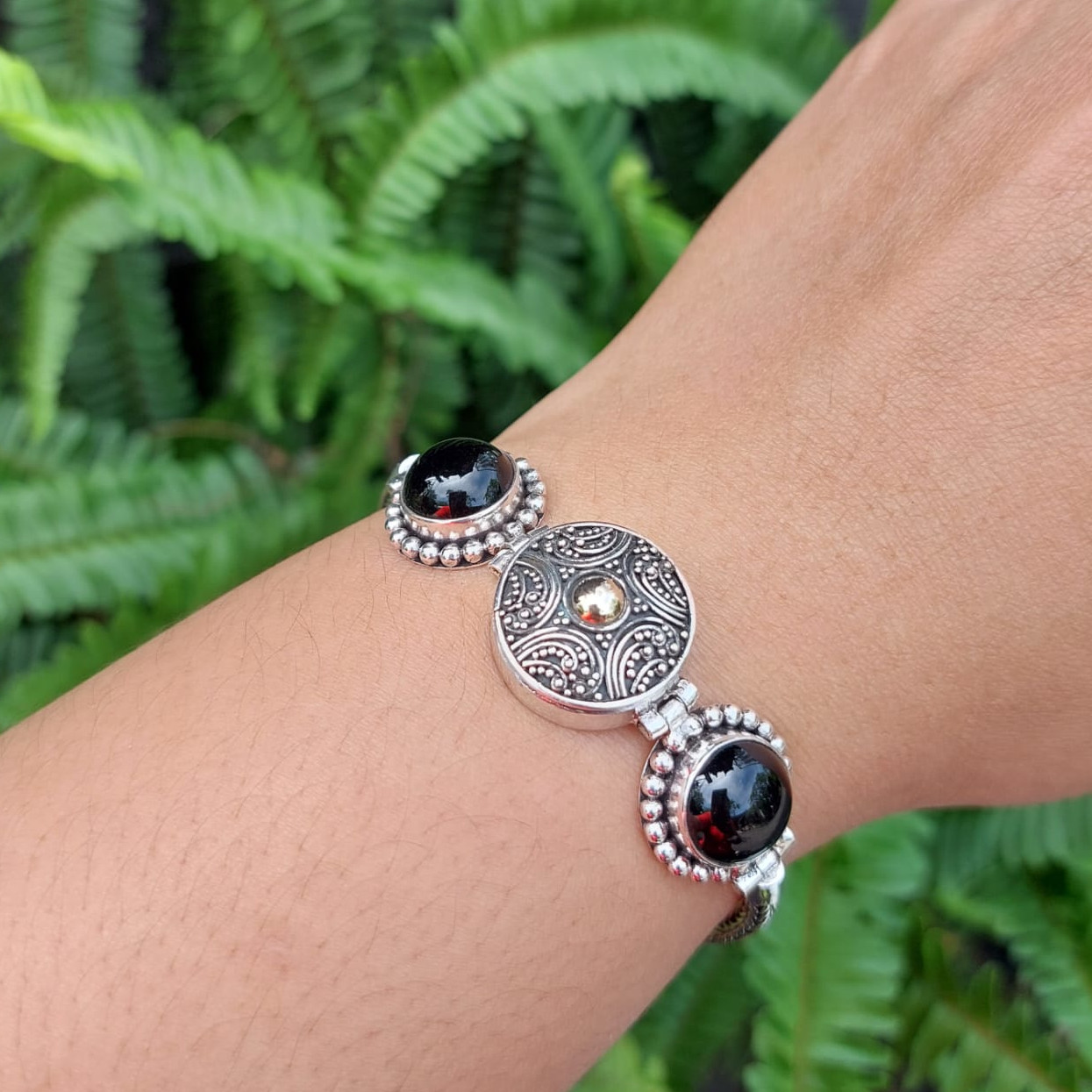 Gelang Perak Box Bulat Black Onyx B356 - Gambar 6