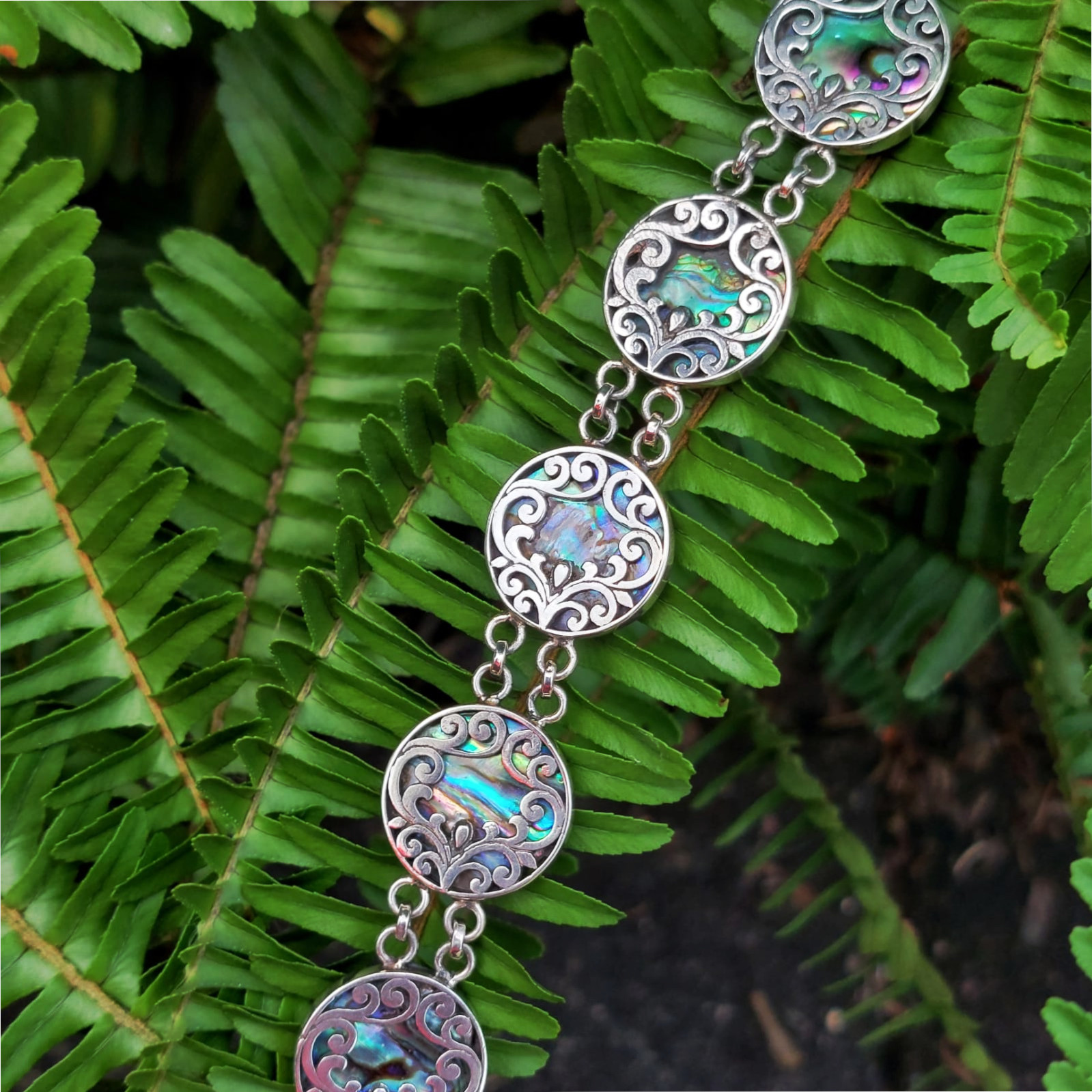 Gelang Perak Abalone Ukir Bali B537 - Gambar 3