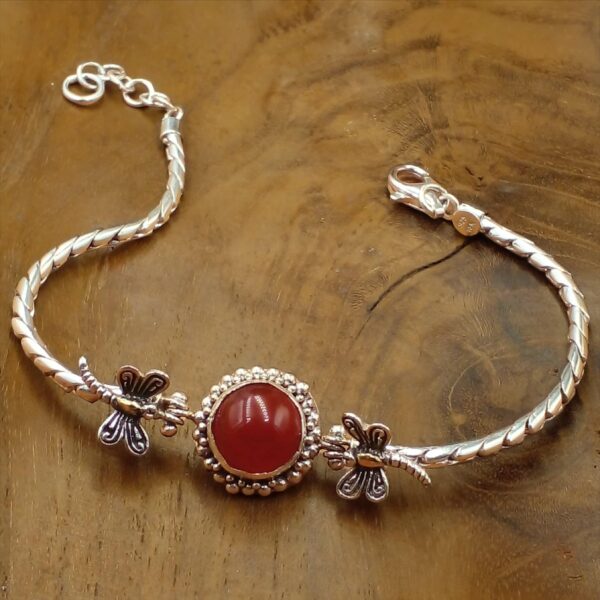 Gelang Perak Rantai Permata Carnelian Capung B608