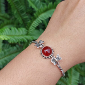 Gelang Perak Rantai Permata Carnelian Capung B608 - Gambar 5