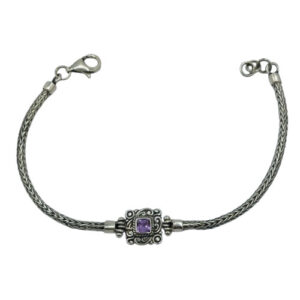 Gelang Perak Ukiran Kotak Amethyst B705 - Gambar 2