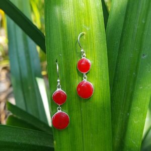 Anting Perak Kerang Bulat Ganda E1847 - Gambar 5