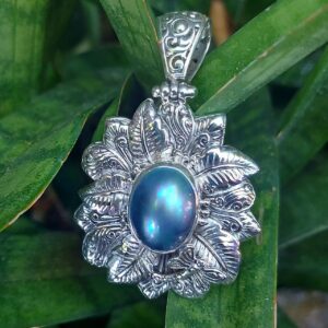 Liontin Perak 925 Daun Mutiara Mabe Oval P671 - Gambar 3