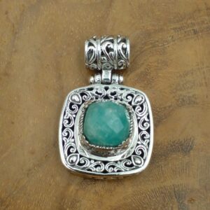 Liontin Perak Kotak Amazonite P801 - Gambar 3