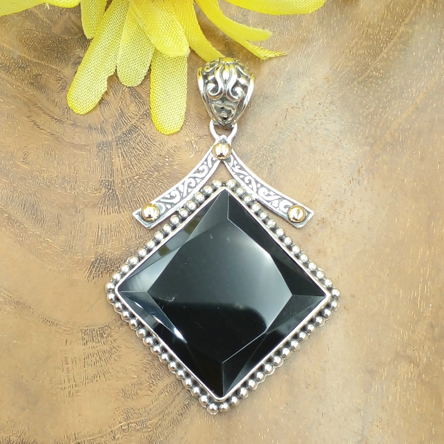 Liontin Perak Black Onyx Bali P846 - Gambar 3