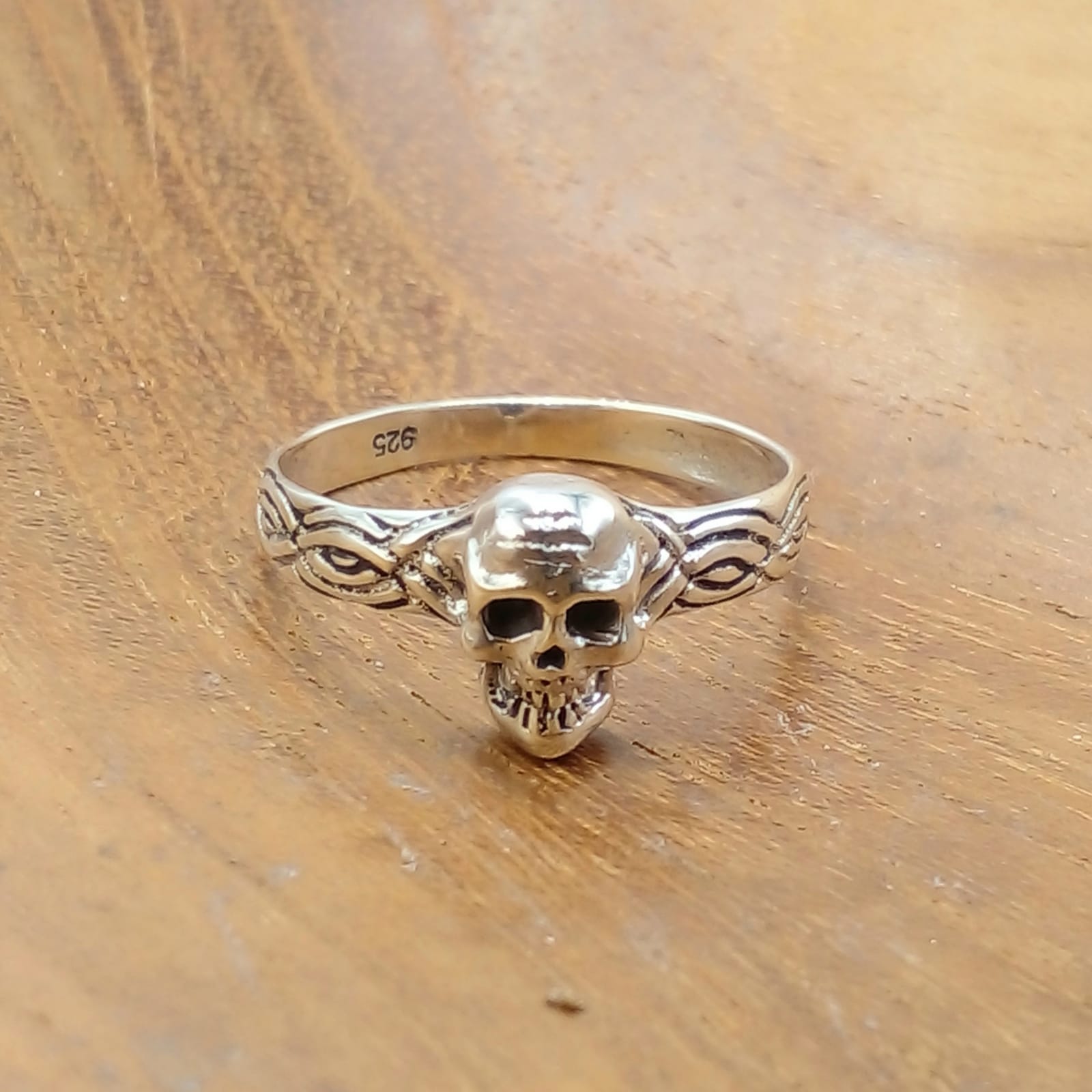 Cincin Perak Tengkorak Bali R707 - Gambar 3