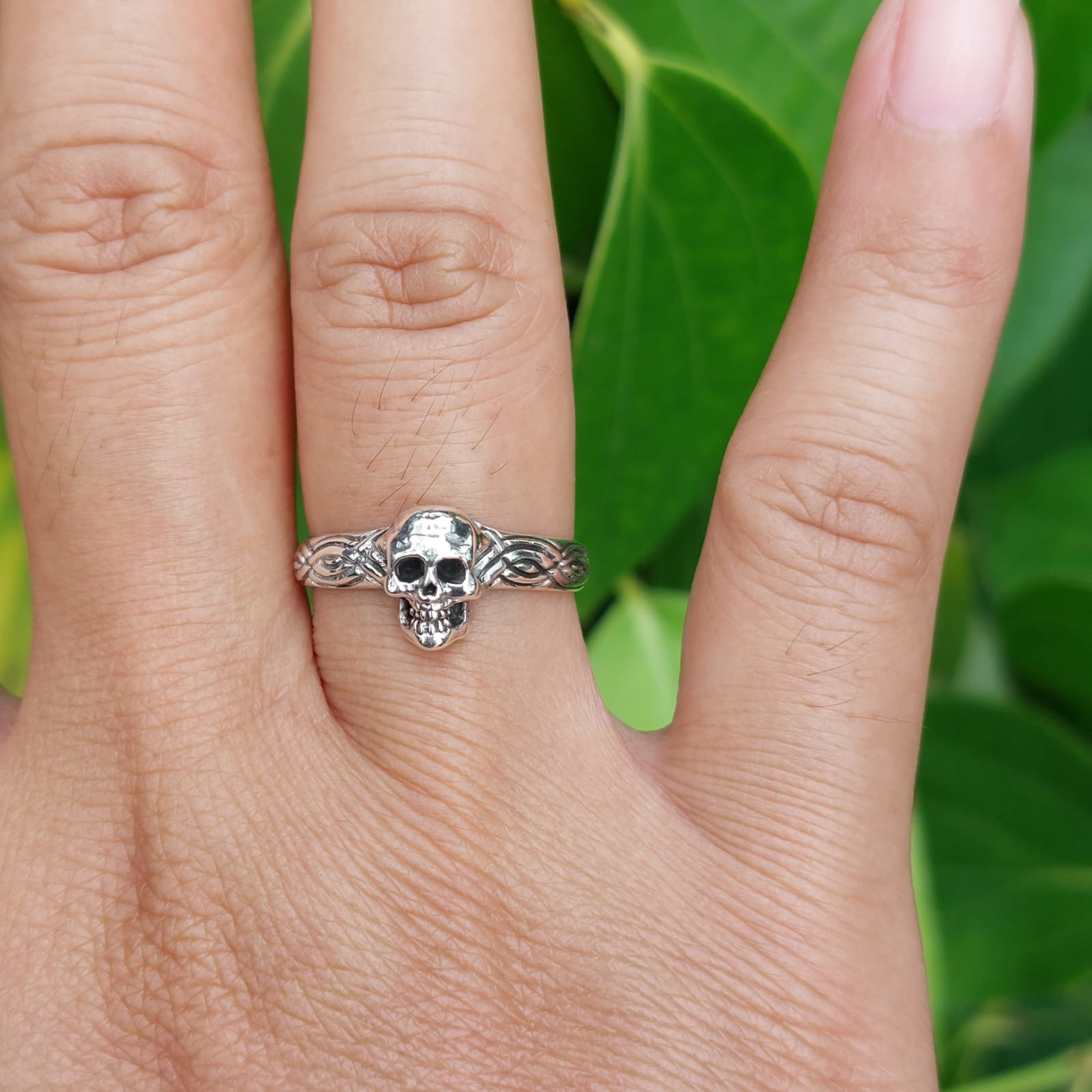 Cincin Perak Tengkorak Bali R707 - Gambar 5
