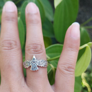 Cincin Perak Burung Elang R726 - Gambar 4