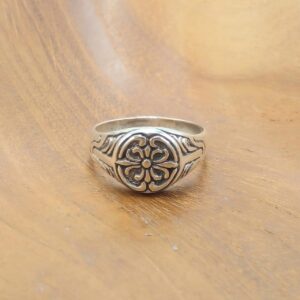 Cincin Perak Signet Lily R751 - Gambar 3