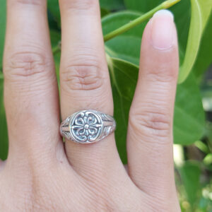 Cincin Perak Signet Lily R751 - Gambar 4