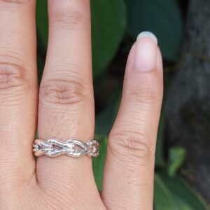 Cincin Perak Rantai Jalin R757 - Gambar 4