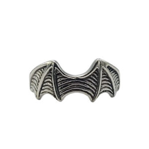 Cincin Perak Sayap Kelelawar Motif Garis R774 - Gambar 1
